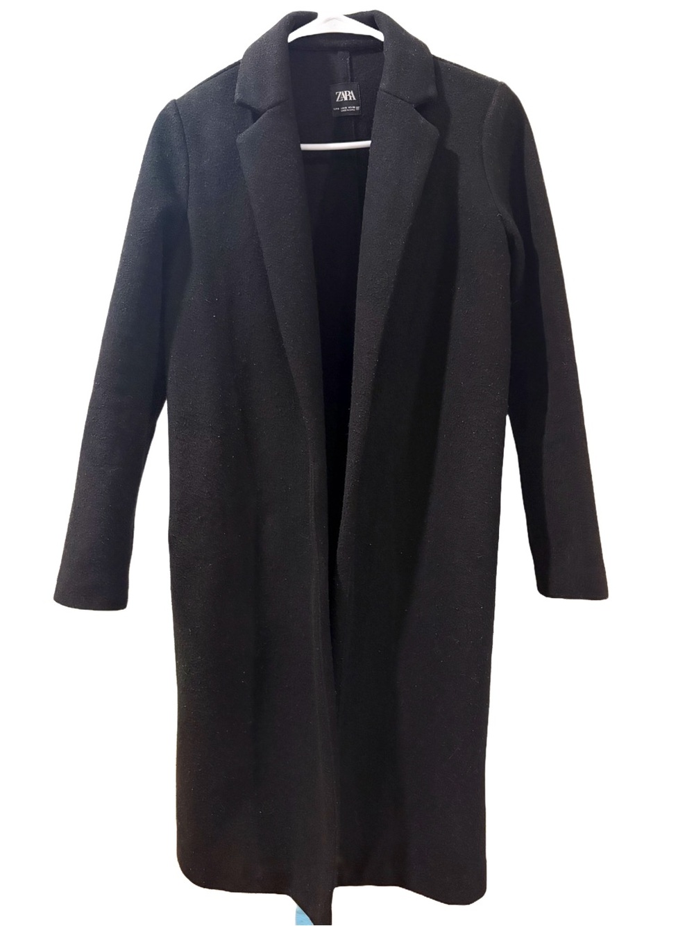 ZARA Black Open-Front Trench Coat | Minimalist Longline